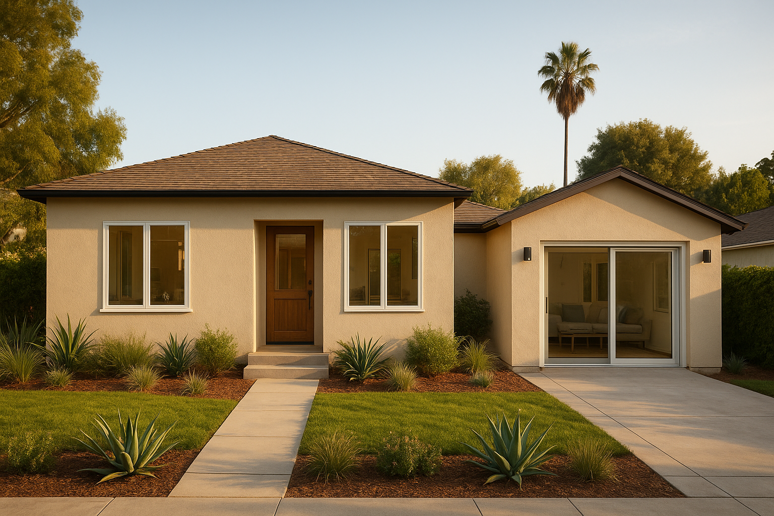 Converted garage ADU on a Southern California home similar to projects by garage conversion contractors in Chino