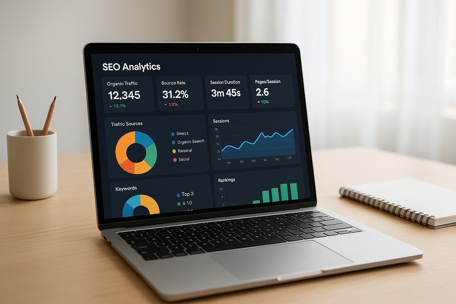 Agency dashboard displaying white label SEO software analytics and ranking reports