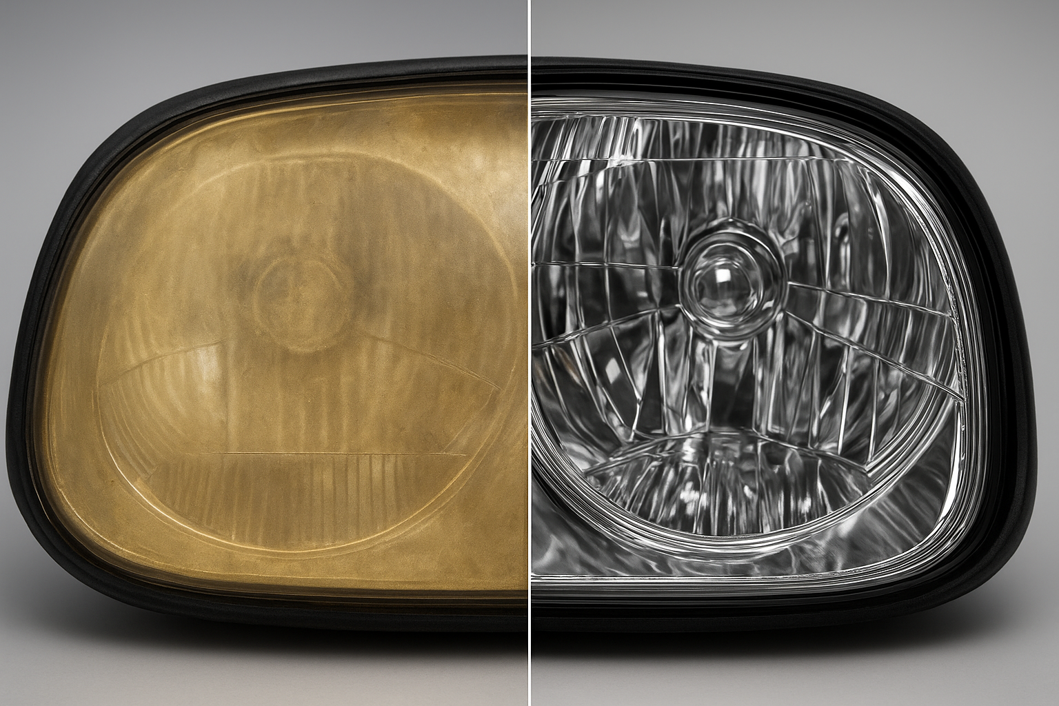 Headlight restoration before and after comparison