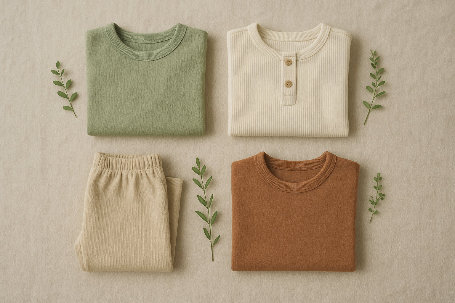 Eco-friendly organic kids clothing items from a sustainable children's fashion subscription