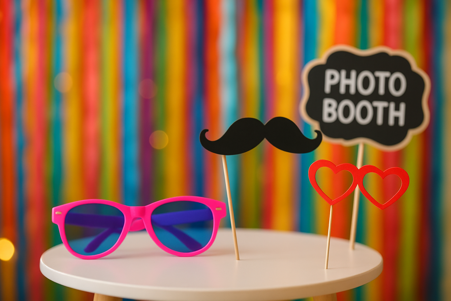 Prop table and backdrop setup used for a Tri-State photo booth rental
