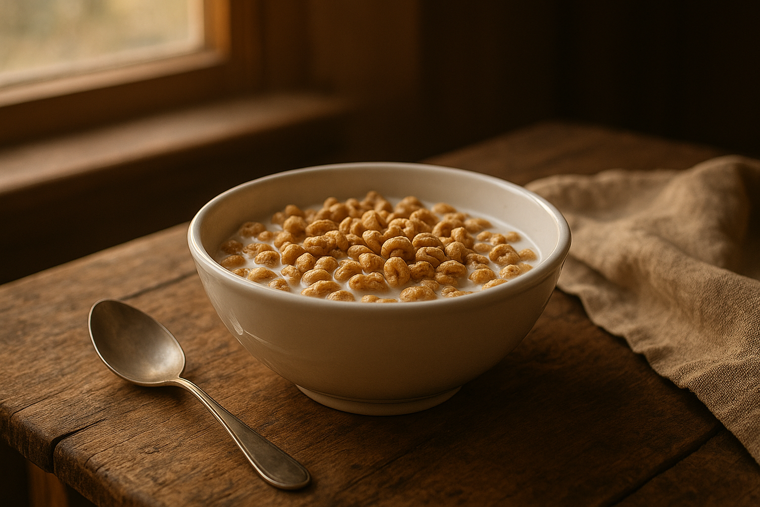 Bowl of cereal without artificial flavors made from puffed whole grains