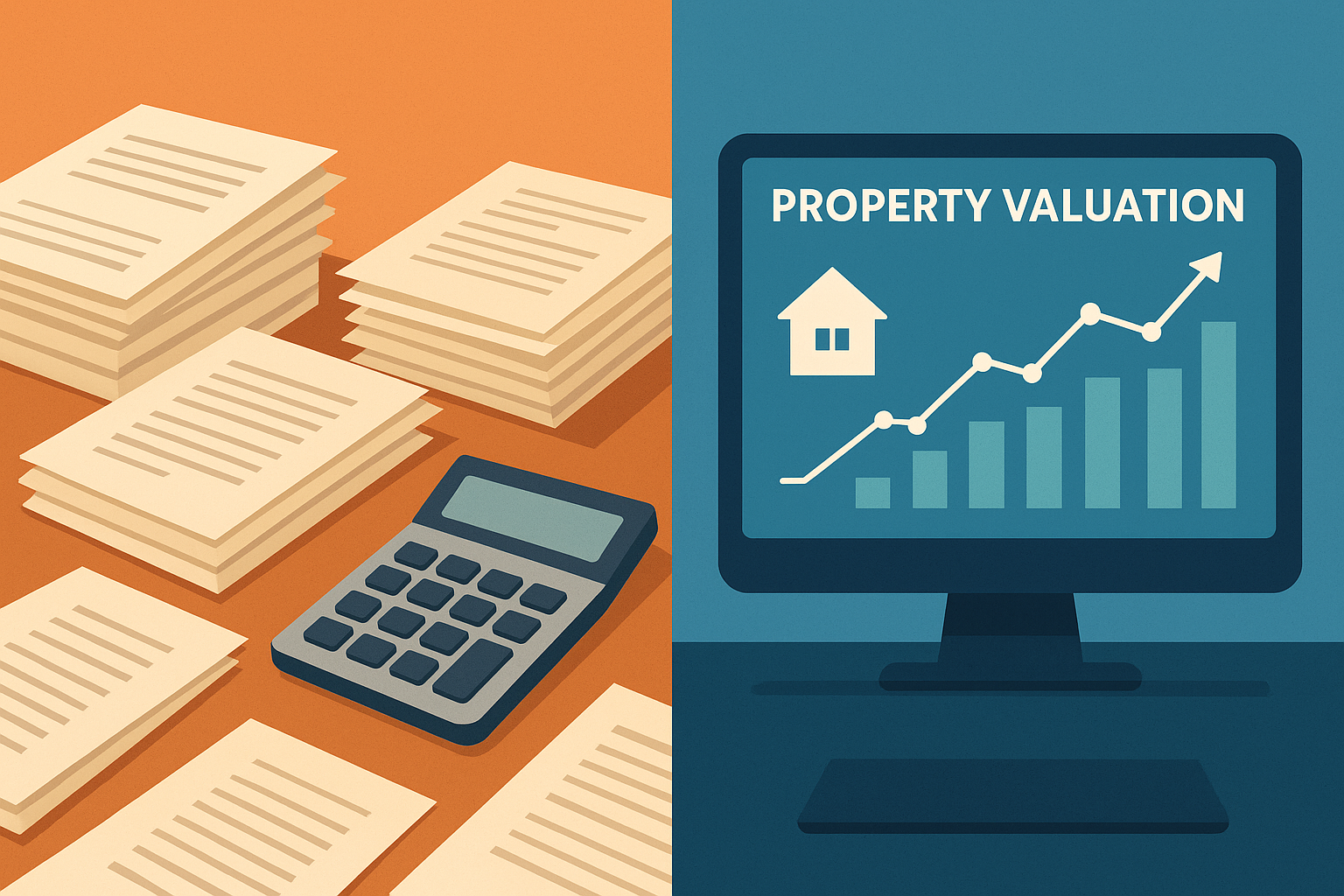 Visual comparison between manual spreadsheet comping and an AI-generated property valuation dashboard