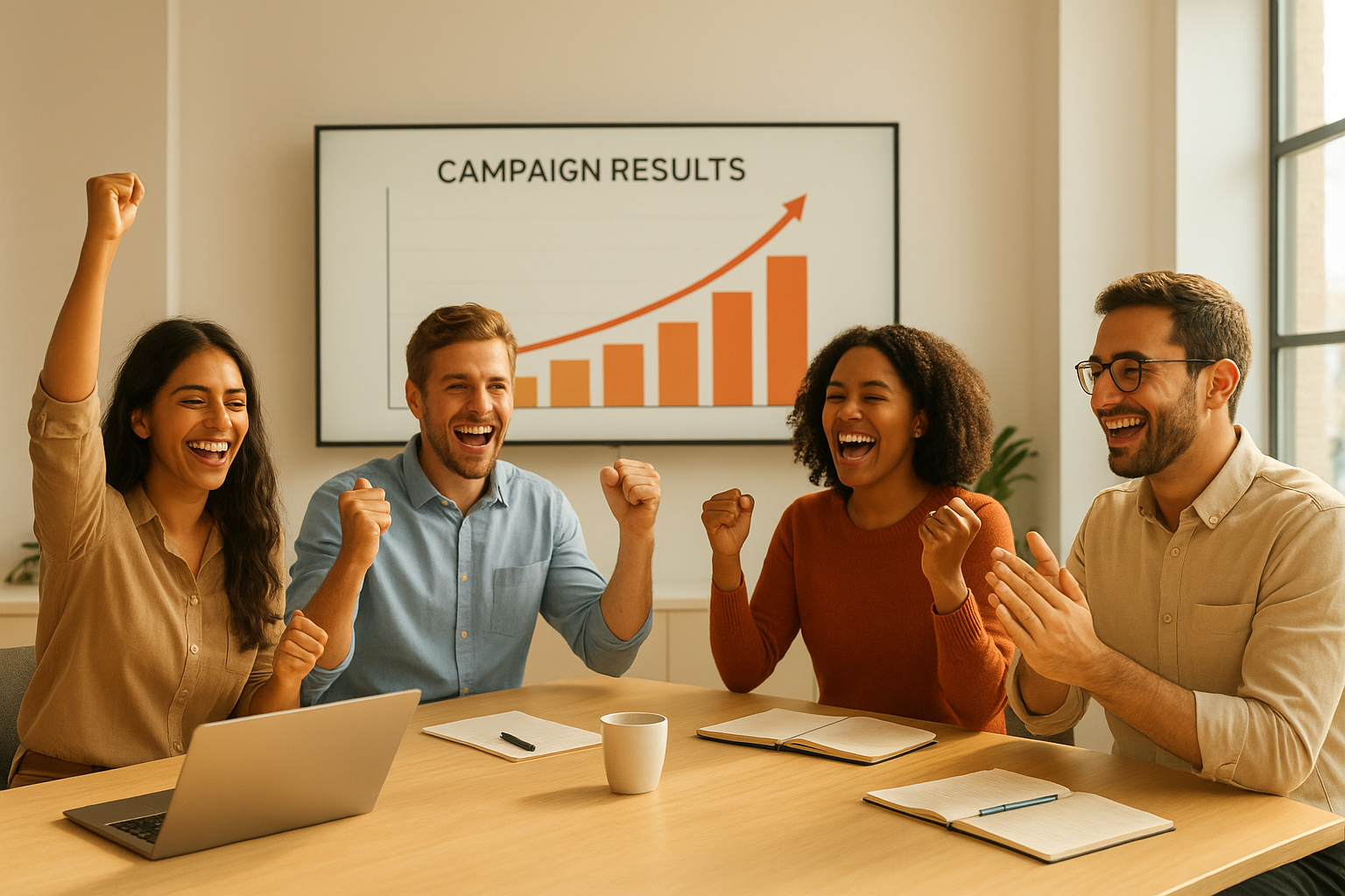 Marketing team reviewing campaign growth results from influencer marketing tools