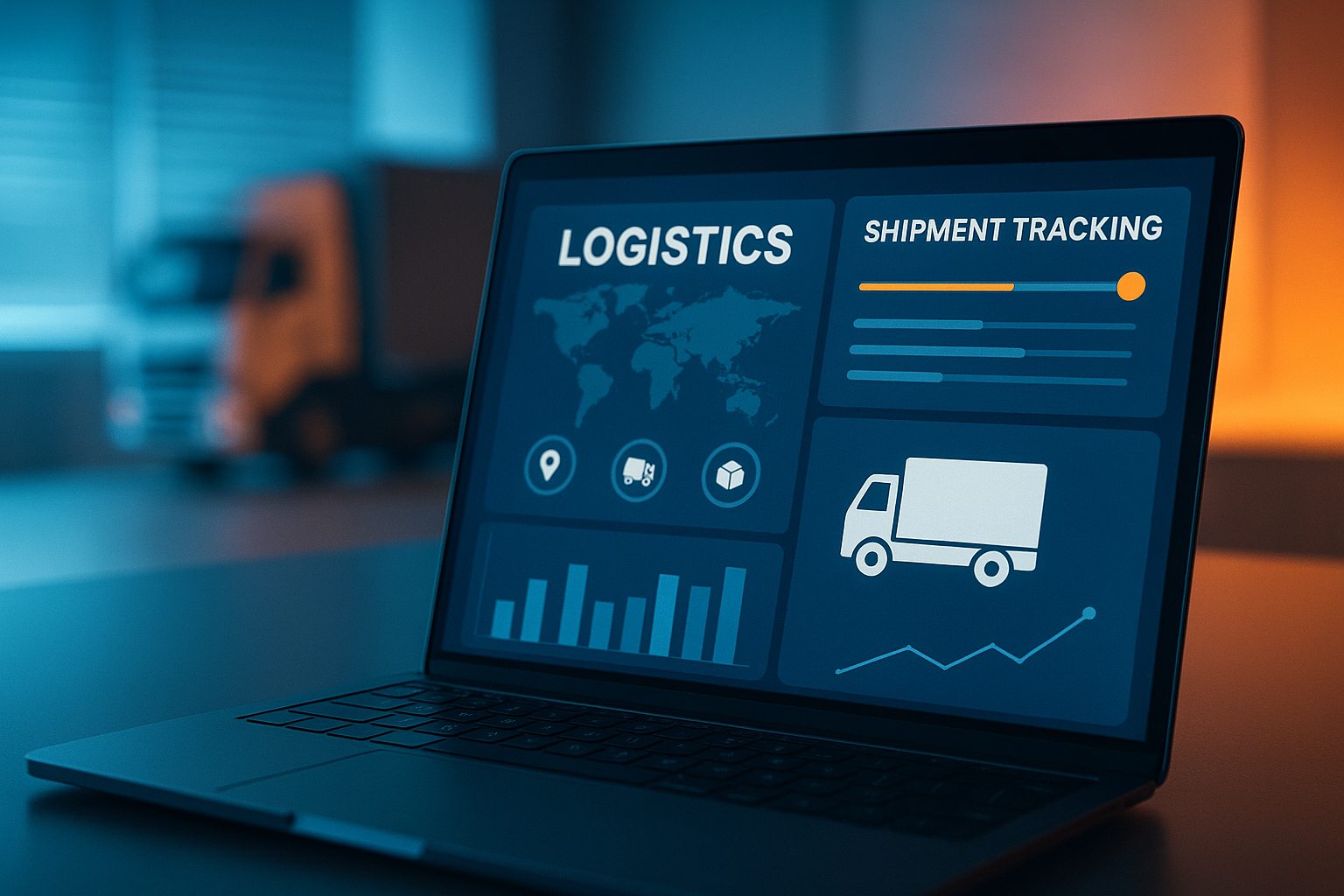 Logistics dashboard displaying real-time freight tracking used by a 3PL provider