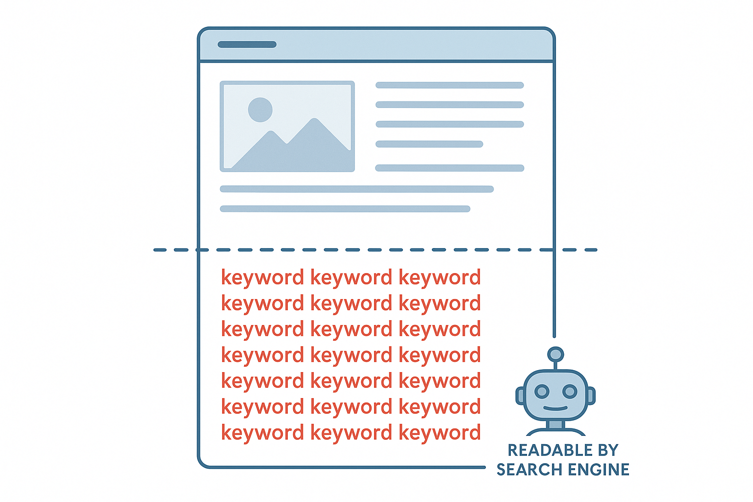 Diagram illustrating what is hidden content on a webpage versus what users see