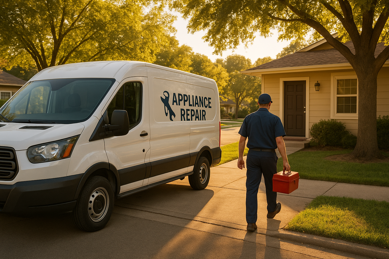 Appliance repair van arriving for a scheduled visit representing trusted local appliance services in Santa Rosa