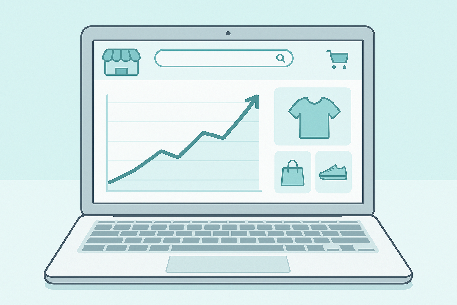 Dashboard showing streamlined SEO for e-commerce brands with rising traffic graphs