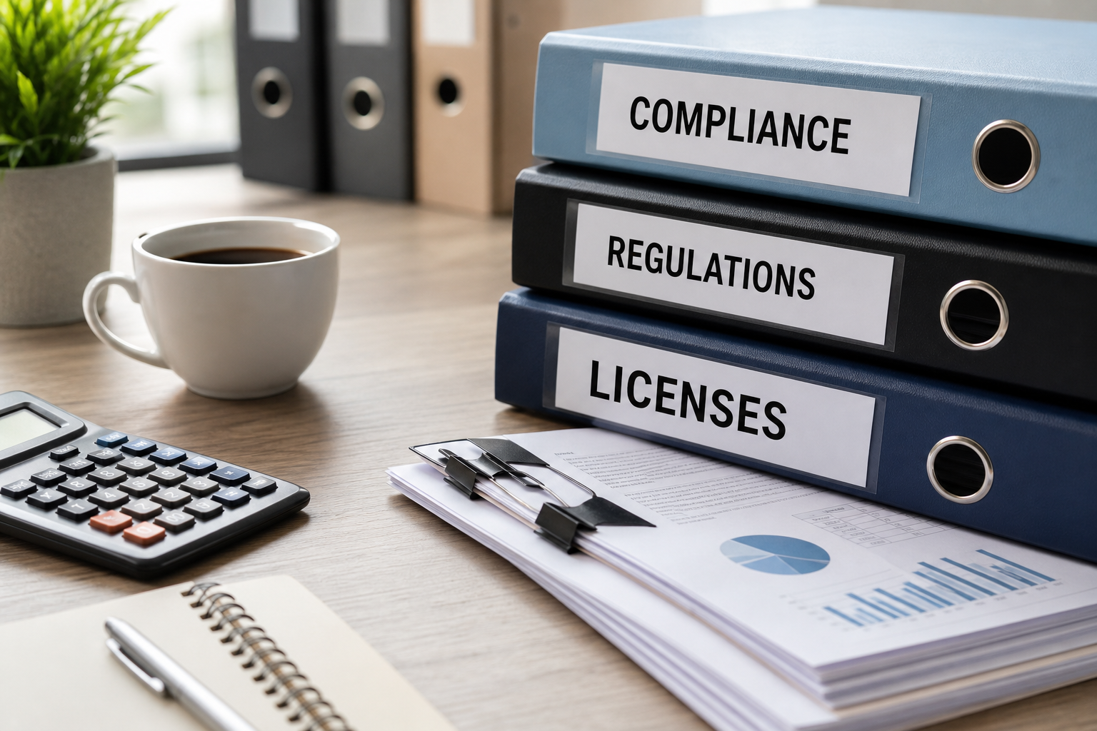 Organized compliance folders and licensing paperwork for a Minnesota DHS-licensed home care provider