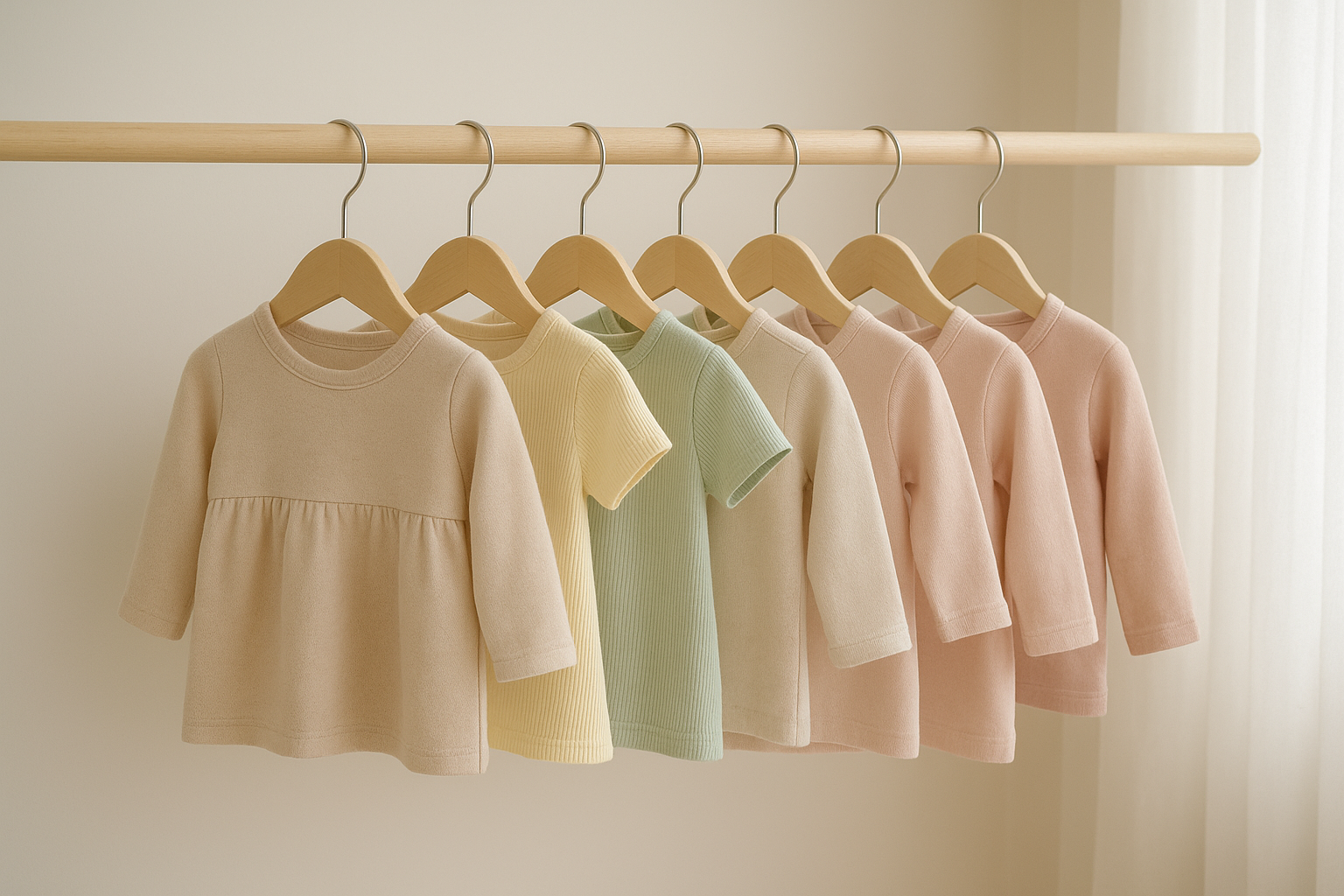 Rack of premium children's clothing available through a budget-friendly kids clothing rental subscription