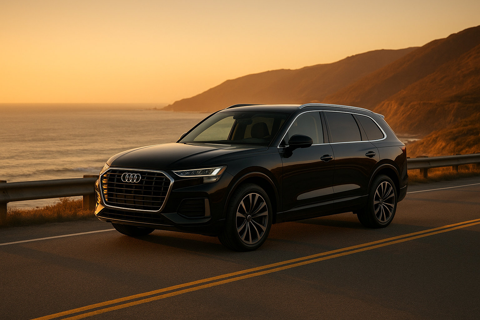 Executive SUV used for long distance private car service Los Angeles routes along the coast