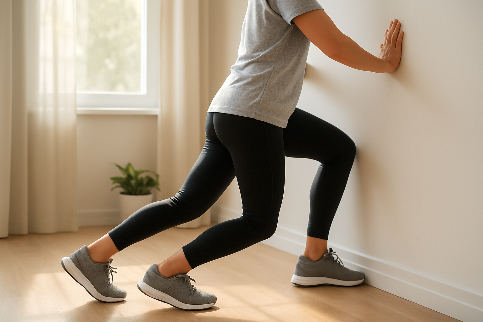 Person doing a podiatrist-recommended stretching exercise to ease heel and foot pain
