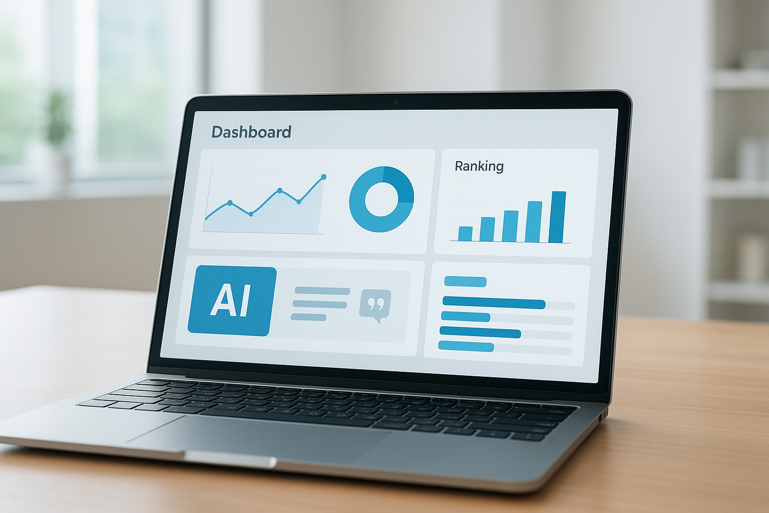 Dashboard of a smart SEO automation platform tracking rankings and AI citations