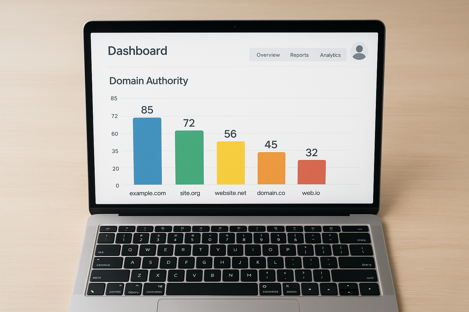 Free DA checker tool showing domain authority scores on a dashboard