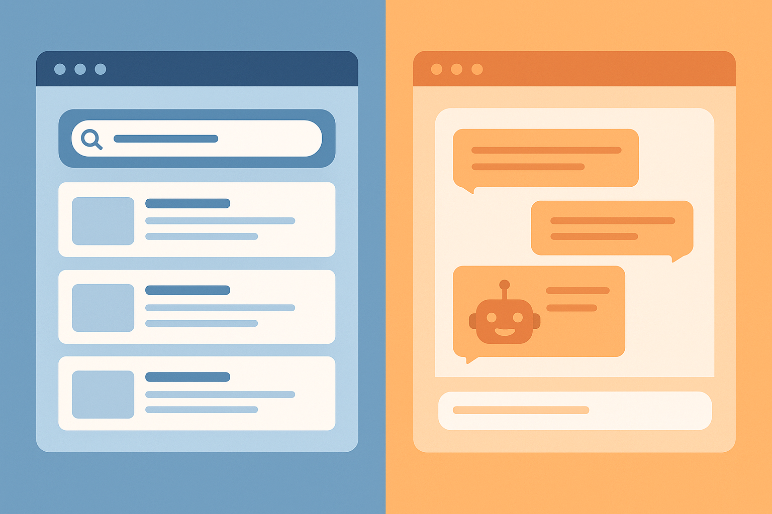 Comparison of traditional search results versus AI answer engine results