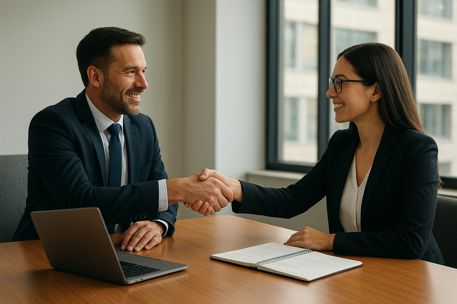 Business leader meeting with an HR consultant to discuss HR for staffing needs