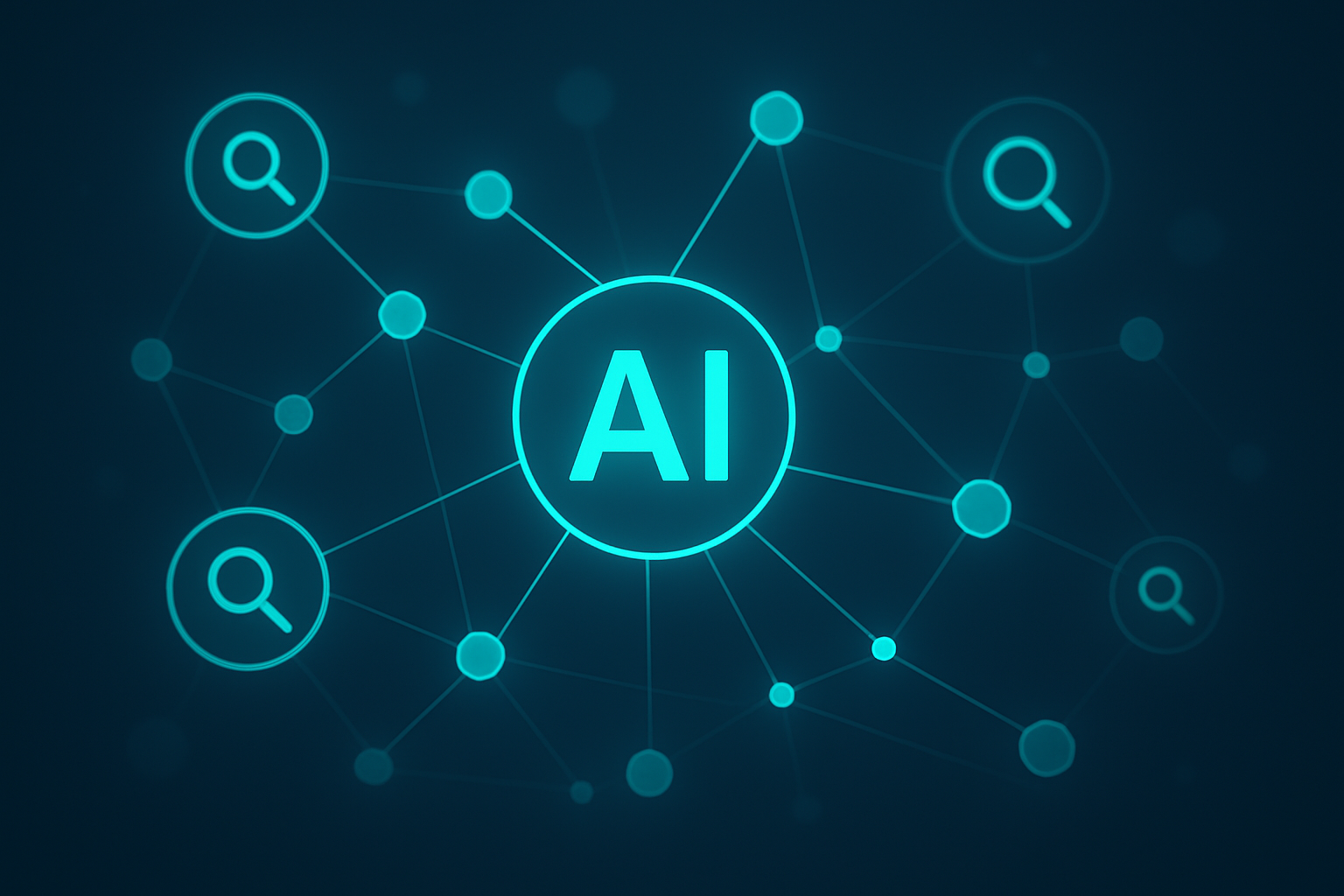 Visual representation of AI-driven content discovery connecting search signals across the web