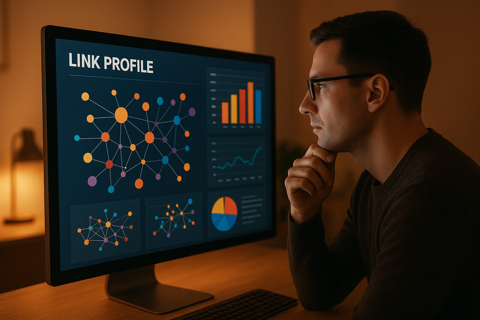 SEO professional analyzing backlink profile to improve domain authority scores