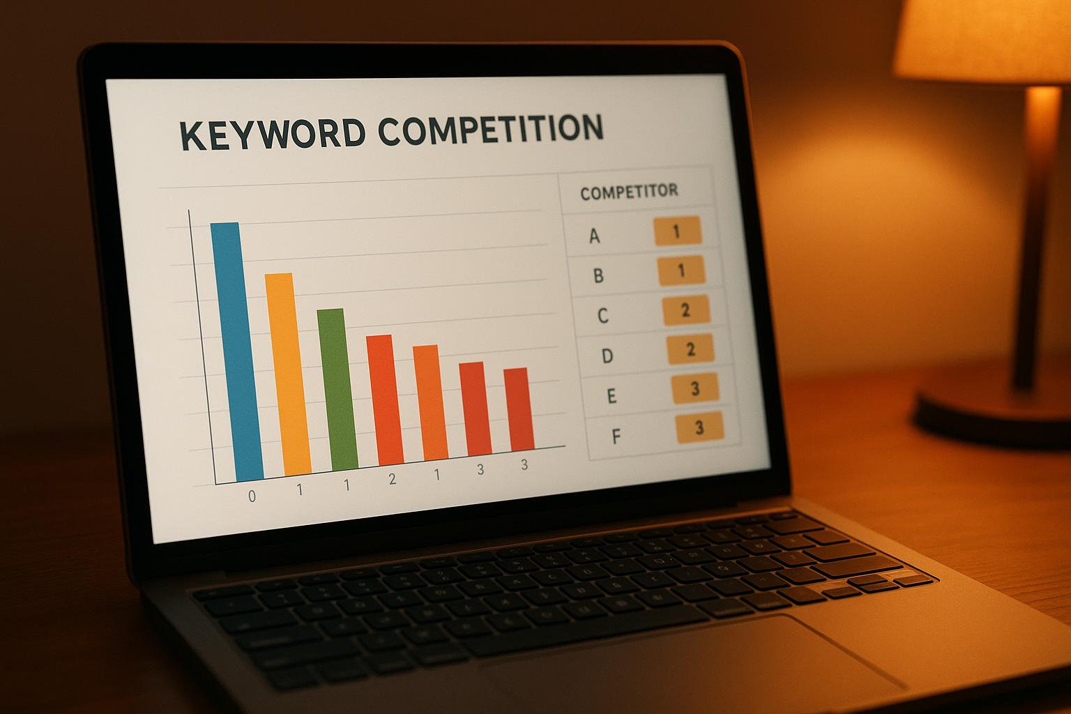 Competitor keyword comparison chart inside an AI-powered rank tracking tool