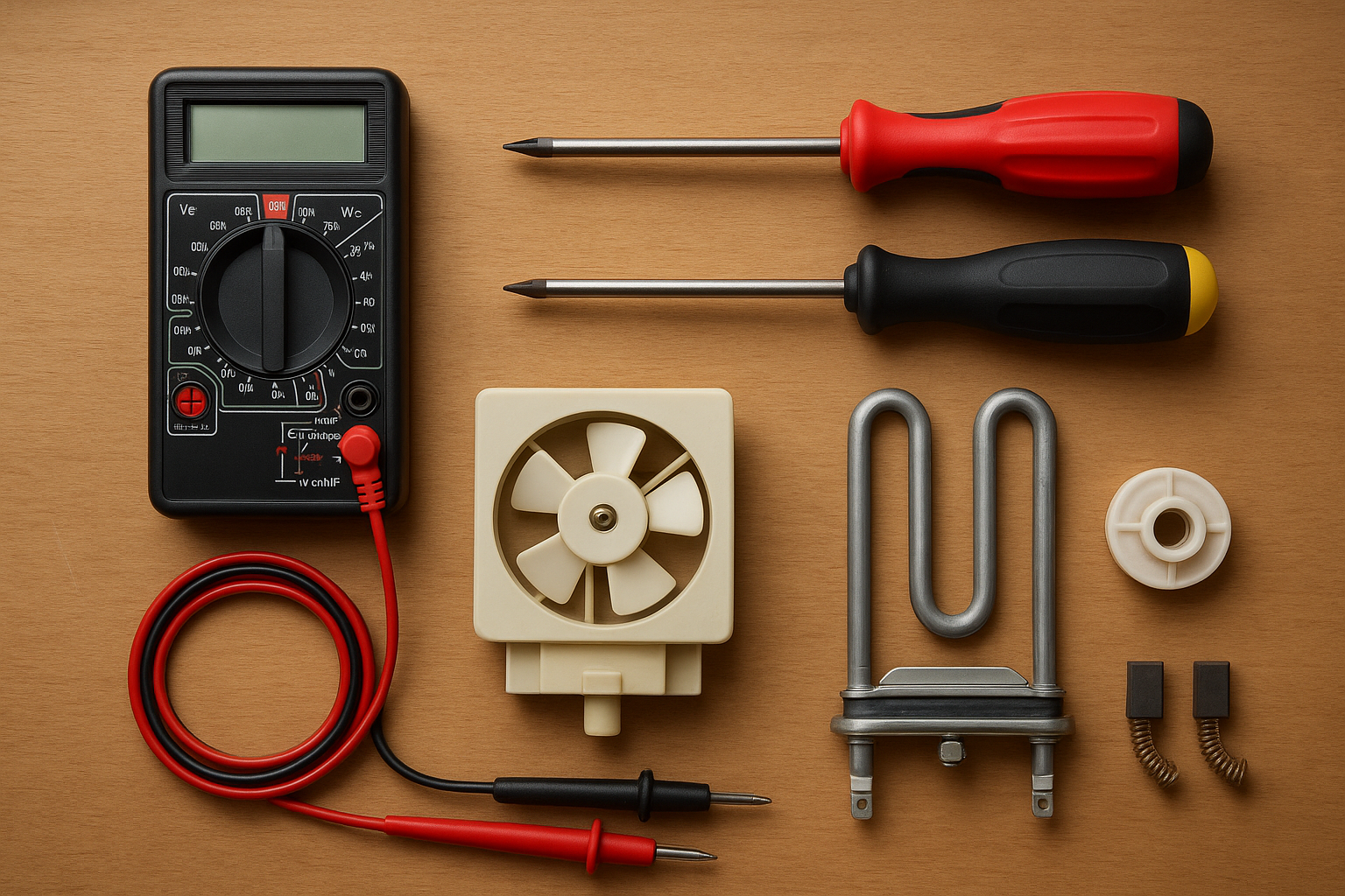 Close-up of tools used during a washer and dryer appliance repair service call