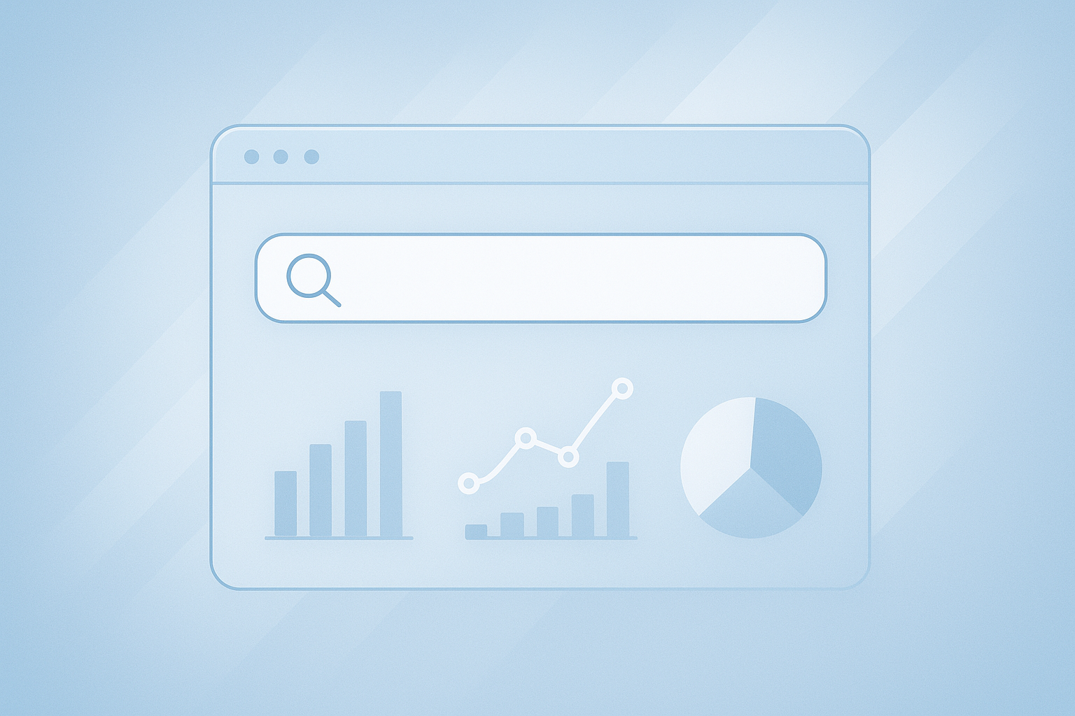 Illustration of AI-based search tools analyzing website data on a digital dashboard