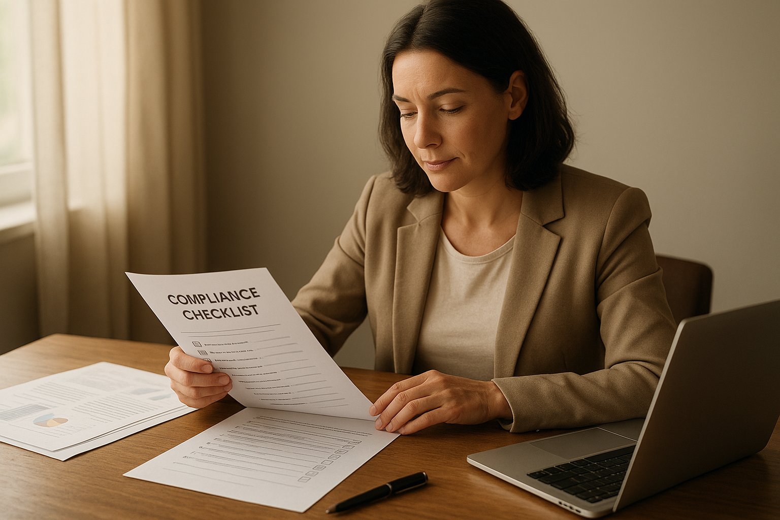 HR professional reviewing what employee benefits are required by law on a checklist