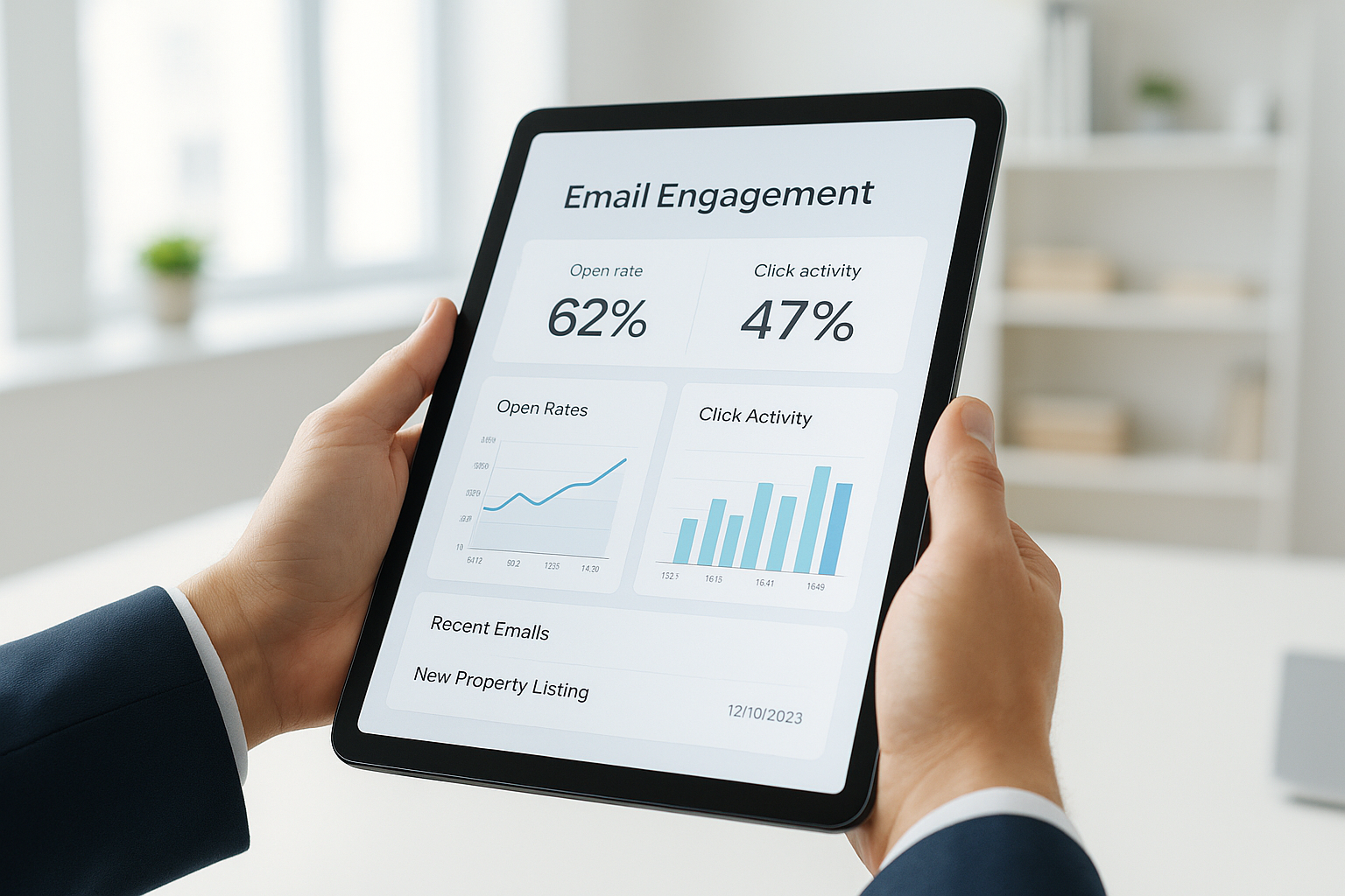 Agent reviewing seller engagement data and automated nurture email activity on a dashboard