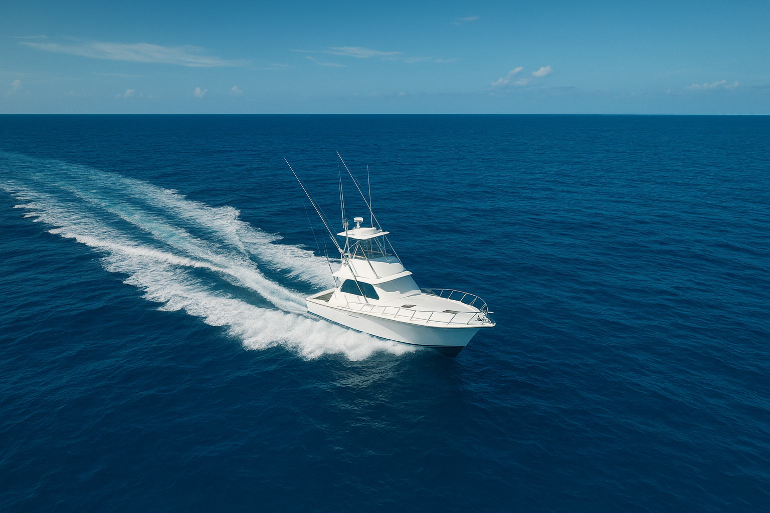 Charter boat running offshore toward Gulf Stream grouper fishing grounds near Myrtle Beach