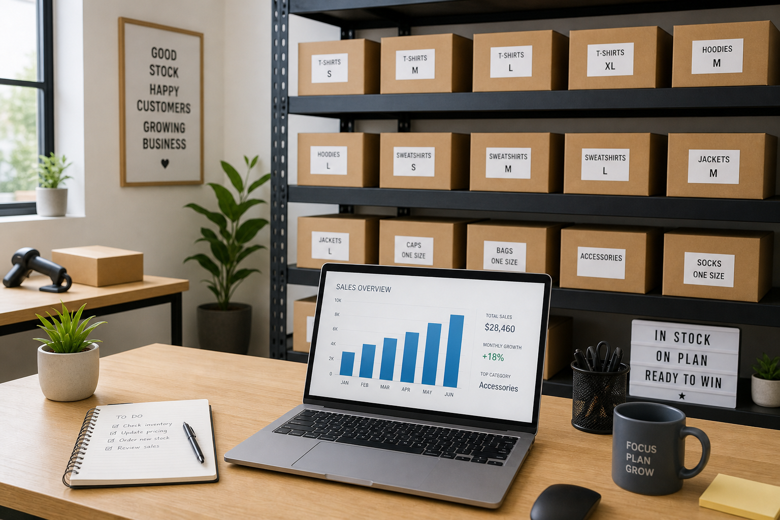 Organized stockroom representing a well-funded inventory financing plan