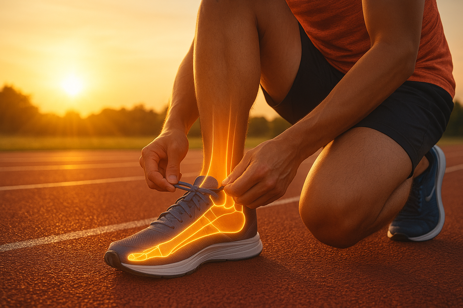 Athlete preparing to run wearing budget-friendly sports orthotics