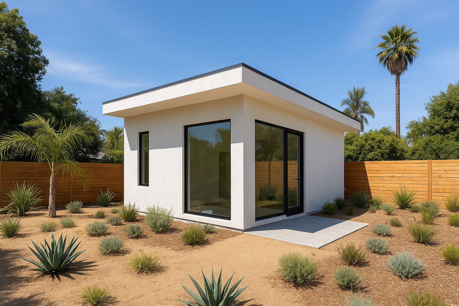 Detached ADU in a Southern California backyard illustrating typical adu cost estimator project scope