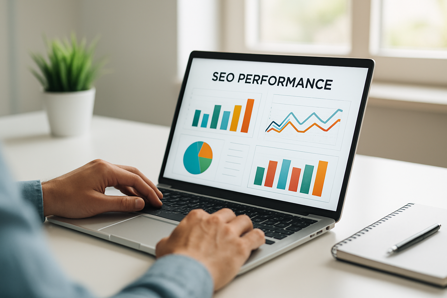 Person reviewing automated SEO performance reports generated by an automation platform