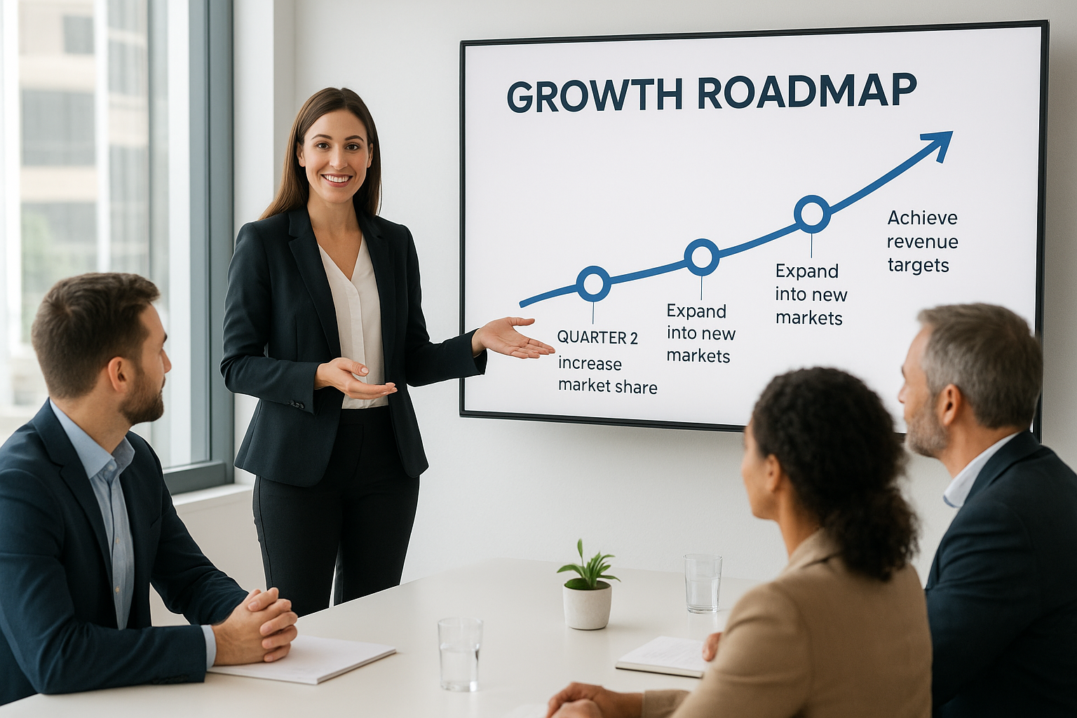 HR consultant presenting an organizational development approach to small business leaders
