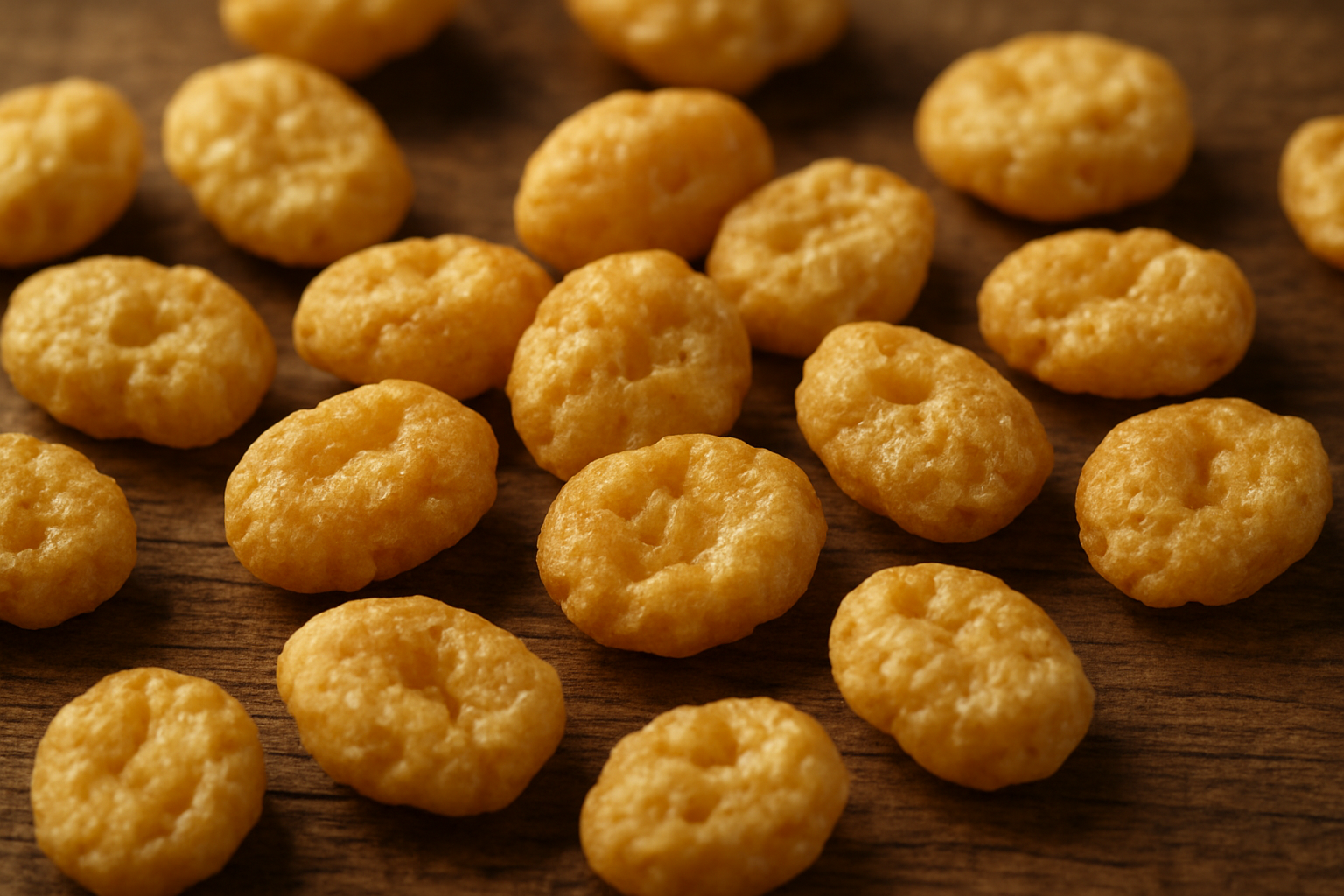 Close-up of organic puffed whole grains used in minimally processed cereal