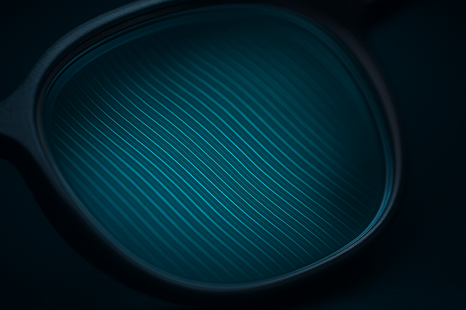 Close-up of an AR waveguide display lens used in smart glasses