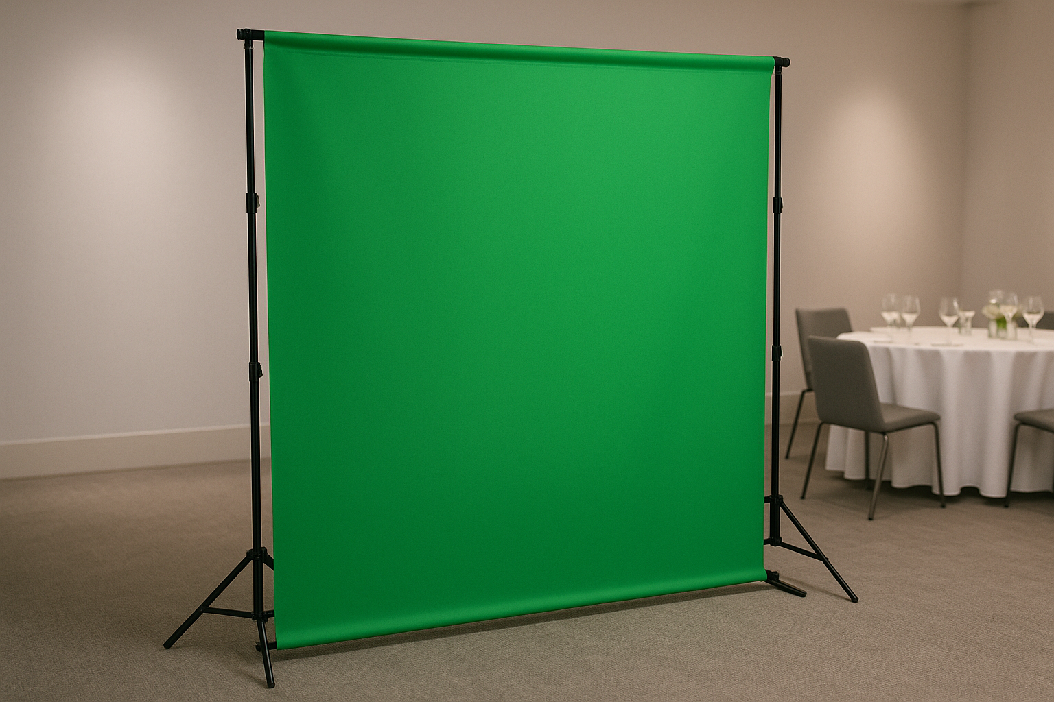 Magic green-screen backdrop upgrade option for photo booth rentals