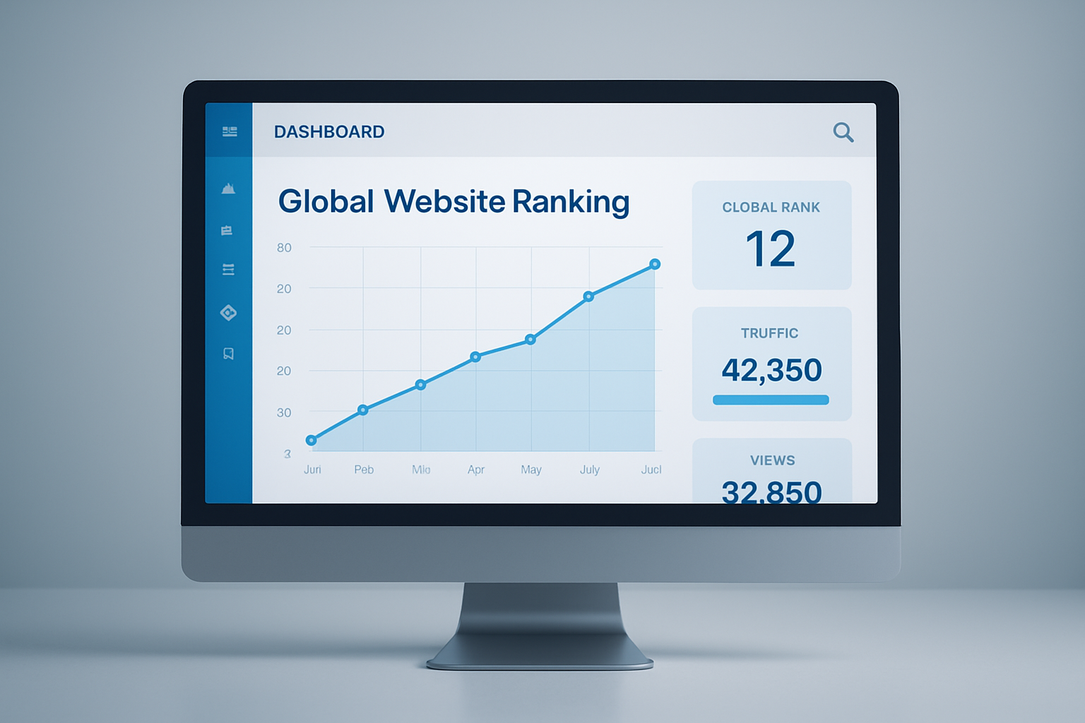 SEMrush rank dashboard displaying global organic search ranking trends for a website