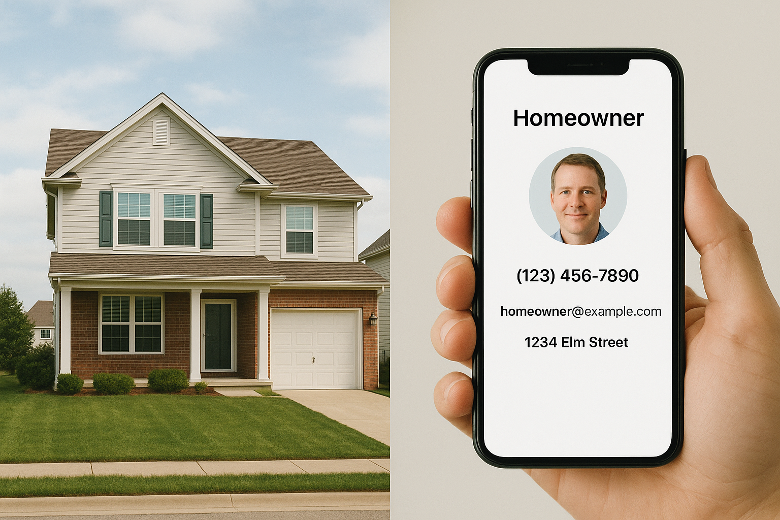 Property listing converted into a homeowner contact card by seller lead software