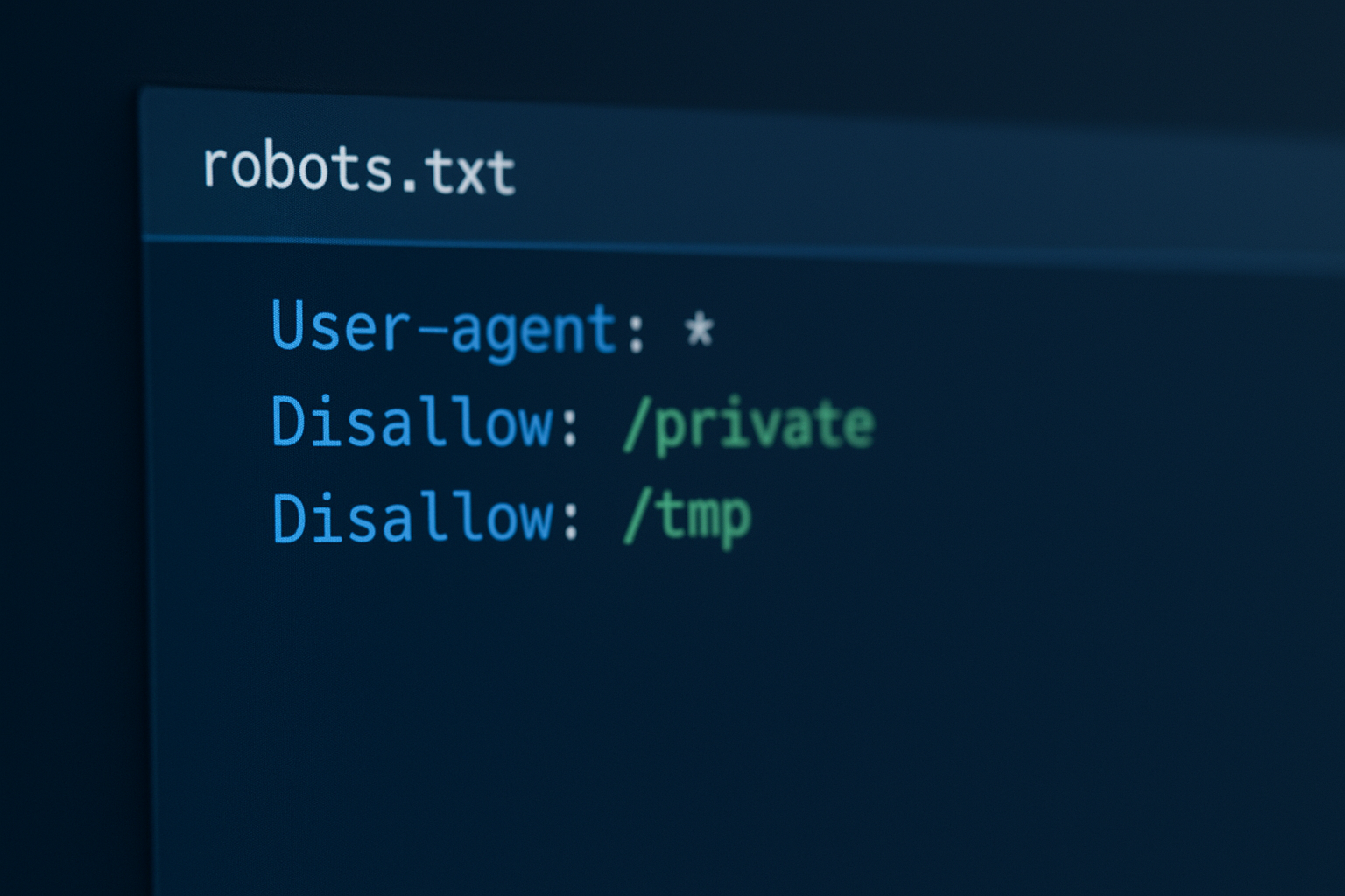 Robot txt file displayed in a code editor with syntax highlighting