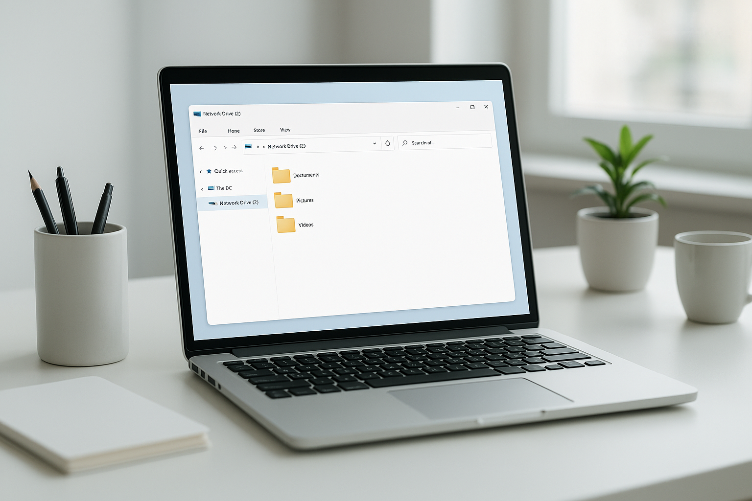 Laptop showing a mounted cloud network drive instead of a synced folder