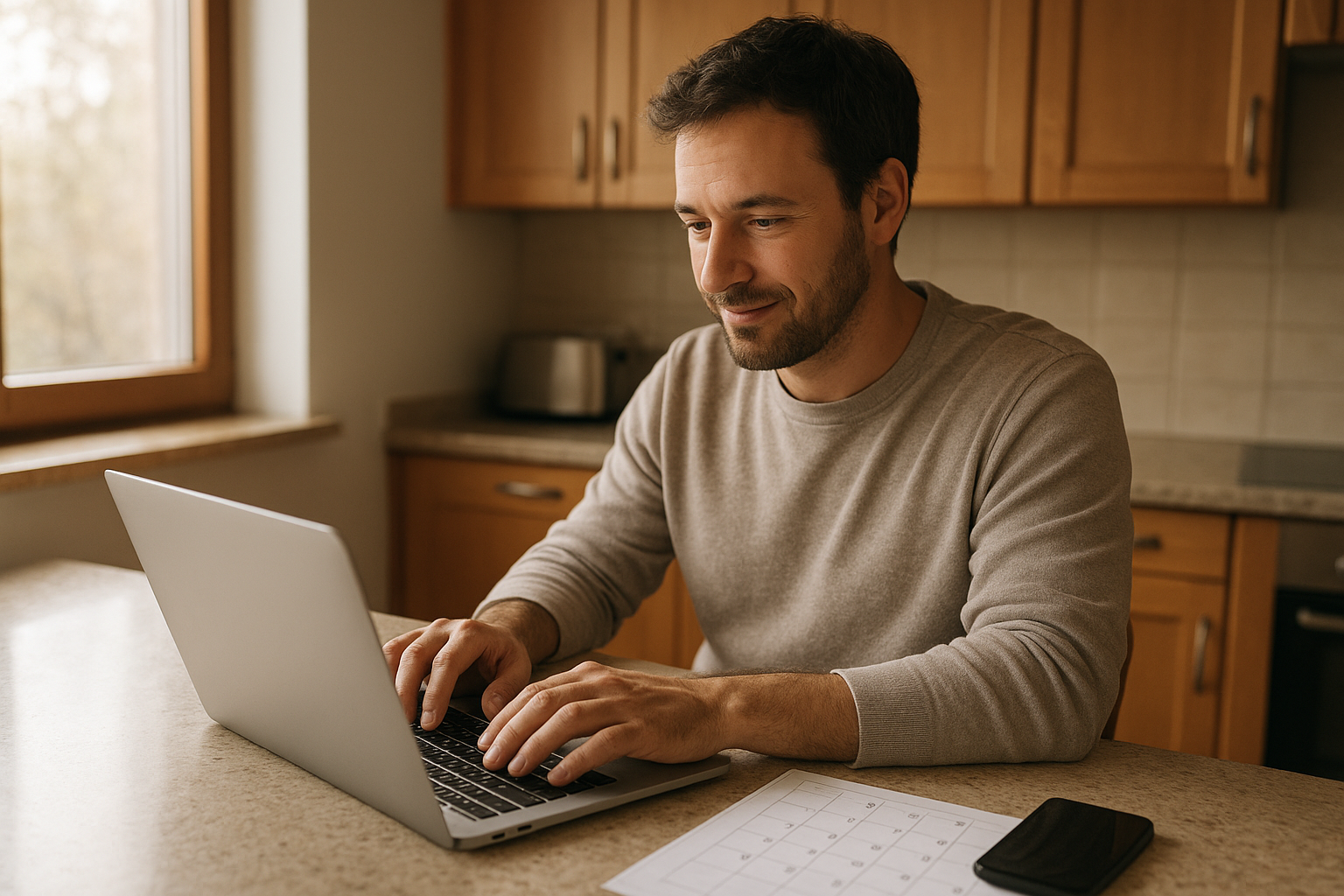 Homeowner booking oven repair near me online through a laptop at home