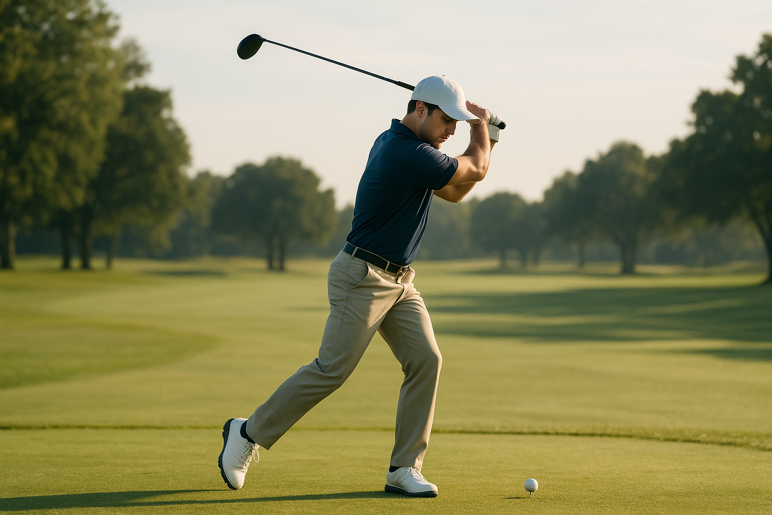 Golfer demonstrating consistent swing mechanics to play your best golf always