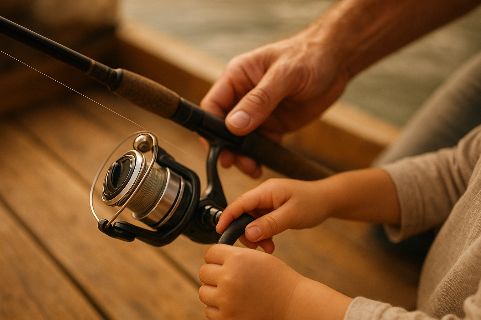 Child reeling in a fish during a private inshore charter near North Myrtle Beach