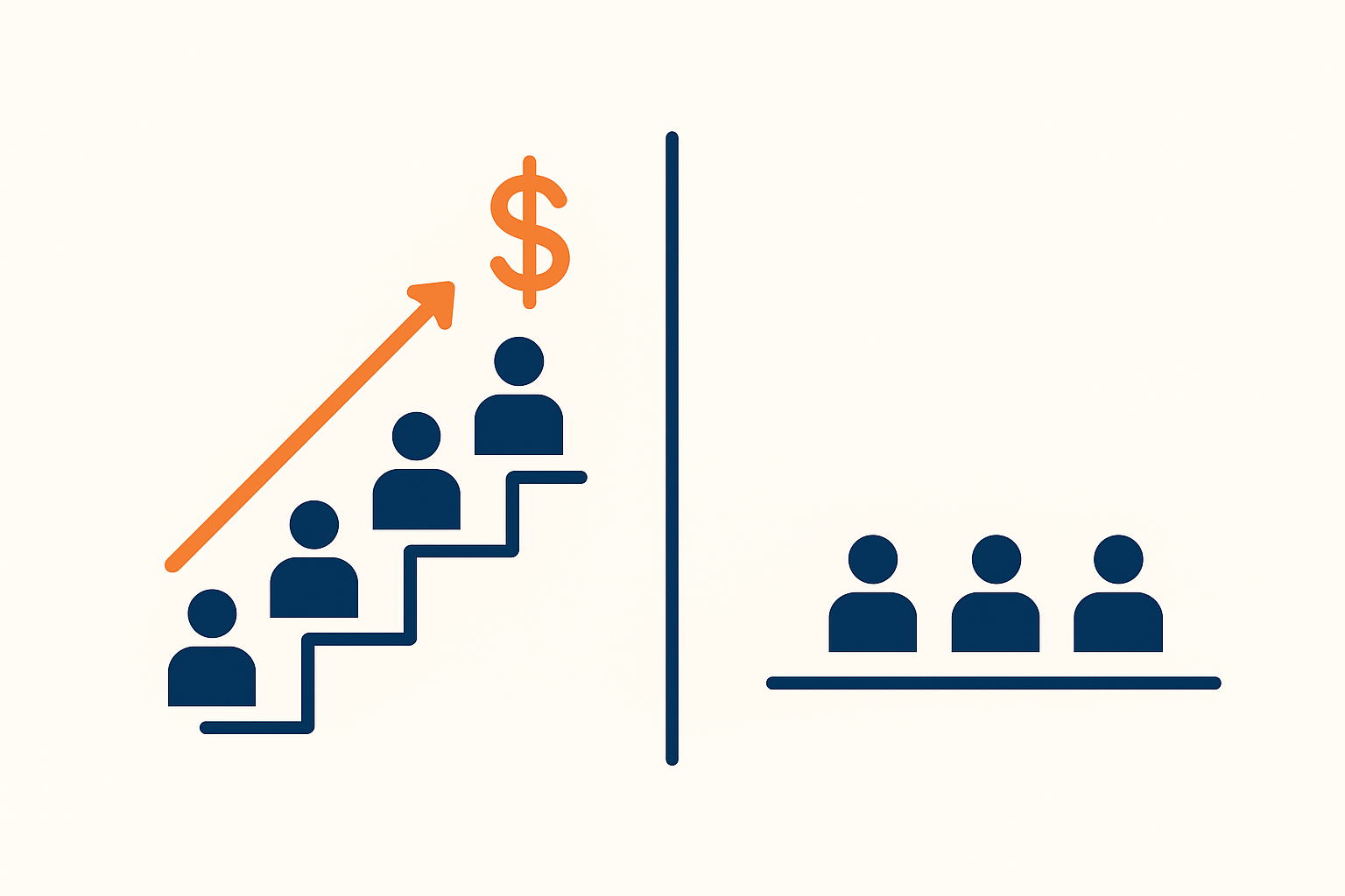 Illustration comparing rising per-seat software costs against flat monthly field service software pricing