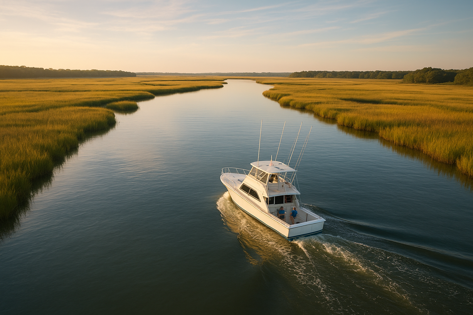 Charter boat traveling the Intracoastal Waterway during a North Myrtle Beach school field trip