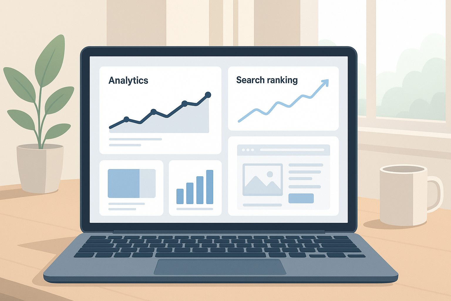 Dashboard showing Webflow SEO ranking performance and analytics