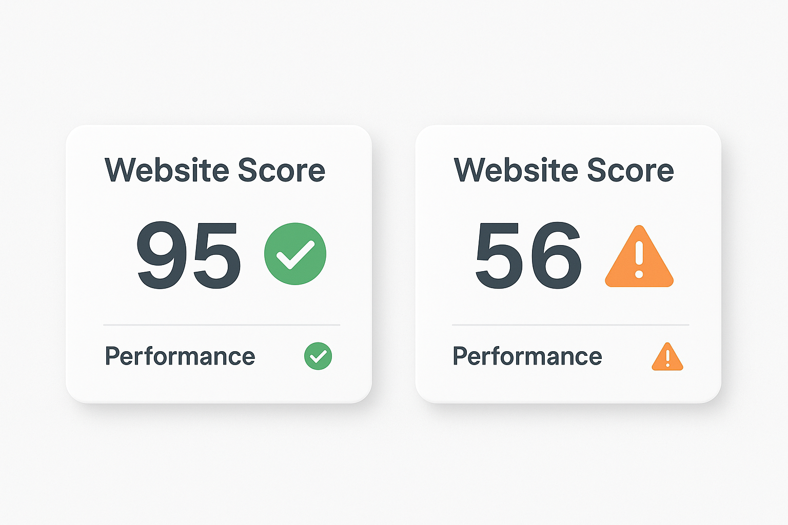 Comparison of high and low domain authority score cards showing SEO metric differences