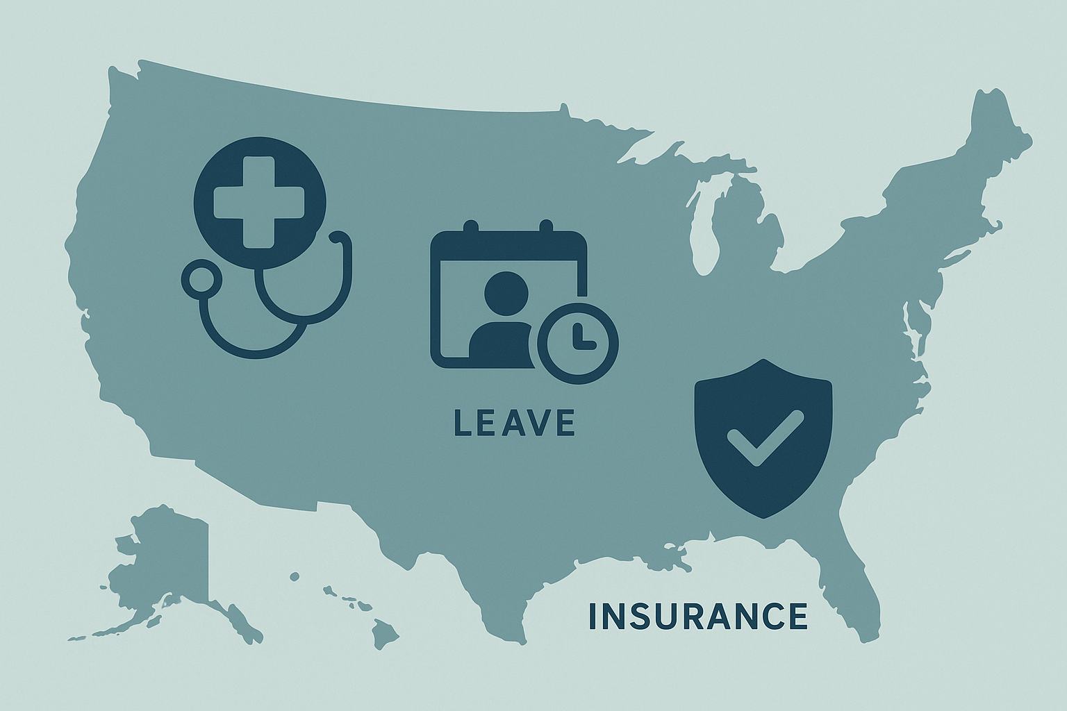 Map illustrating how state-required employee benefits vary across the United States