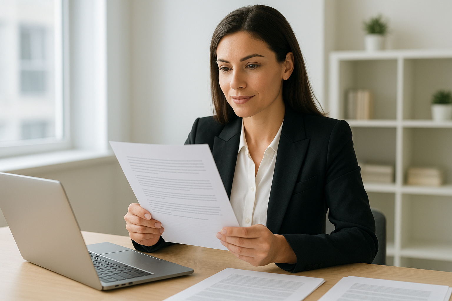 HR professional reviewing what is hr solutions documentation at a modern office desk