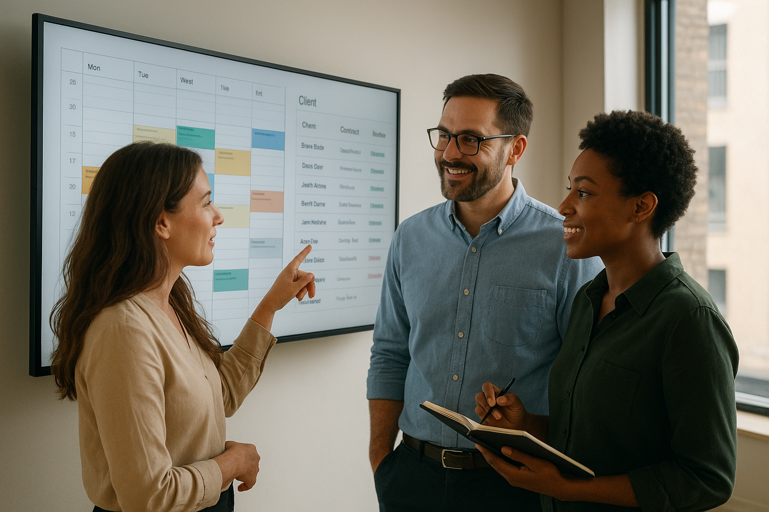 Small business team reviewing shared client records in one connected platform